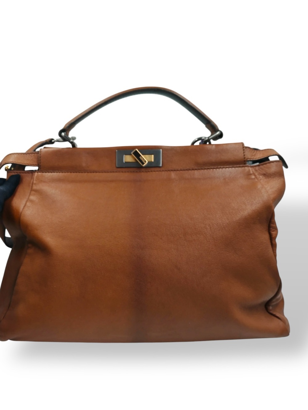 Fendi Peekaboo Iconic Brown Leather Top Handle Shoulder Bag